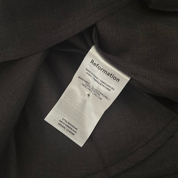 NEW Reformation Tagliatelle Linen Black Midi  Dress Lace Detail | size 2 - Picture 9 of 14